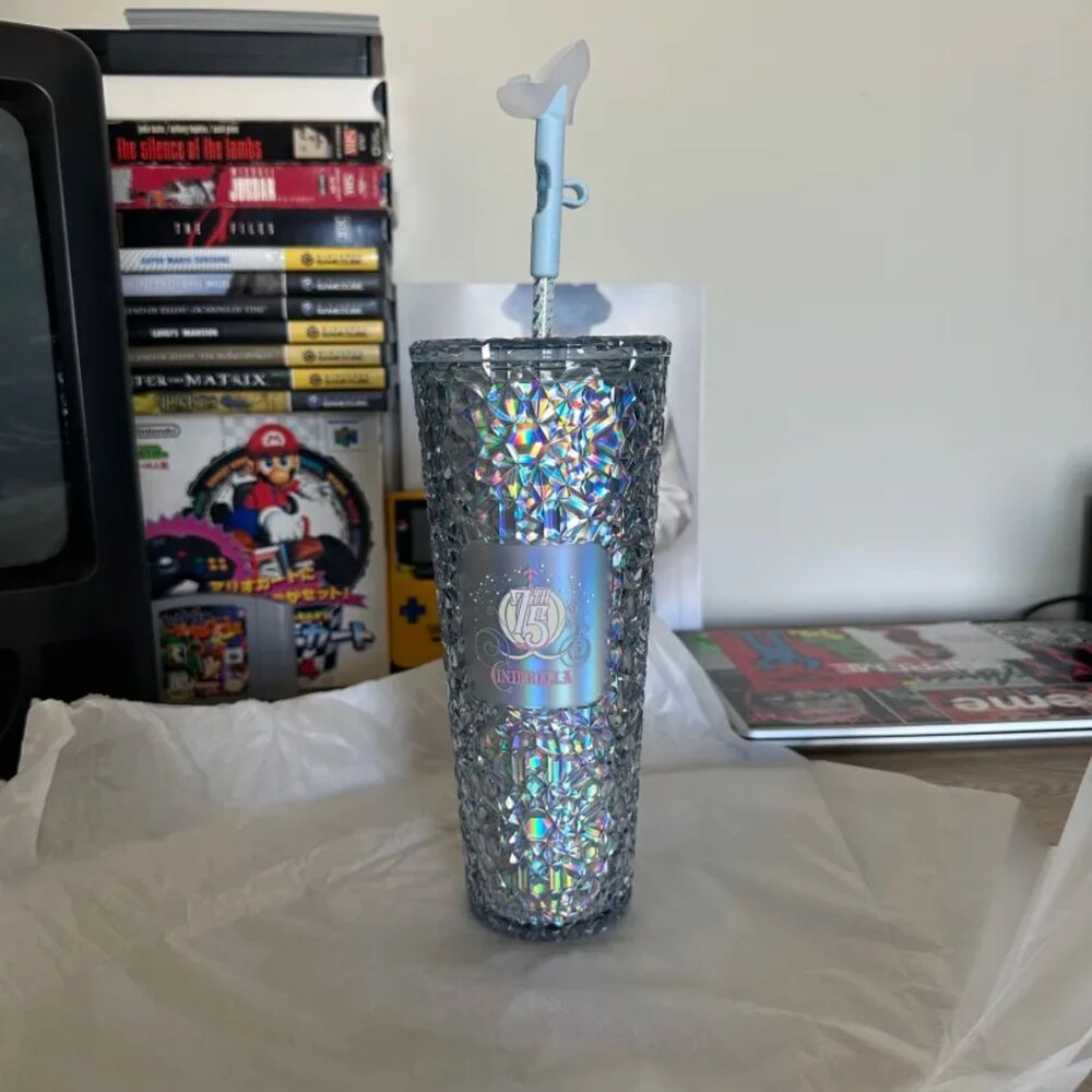 Disney Parks 2025 Cinderella 75th Anniversary Starbucks Tumbler Slipper Straw